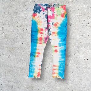 NWOT Indigo Rein Tie Dye Eyelet Ankle Jeans
